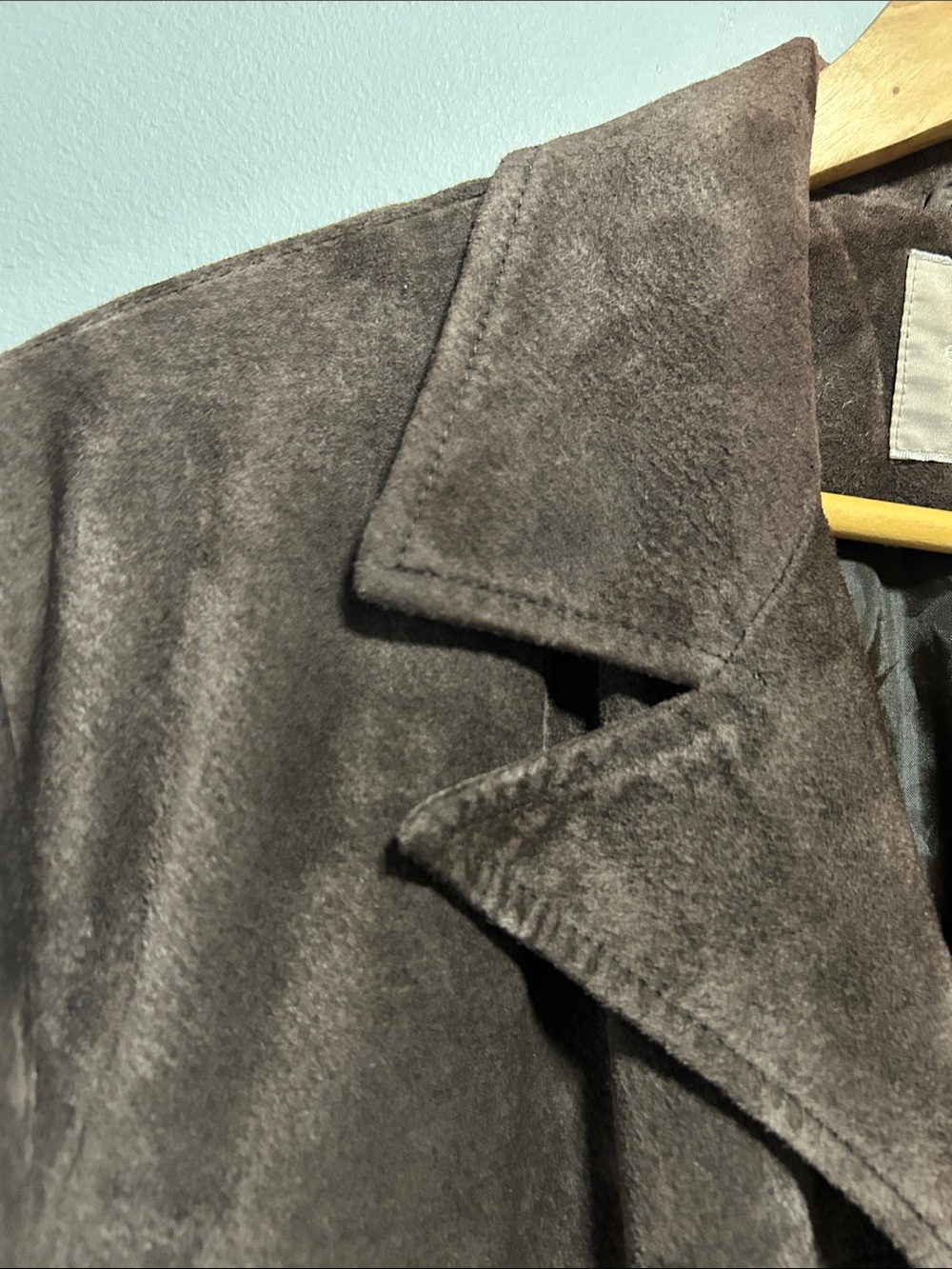 Vintage Brown Suede Leather Belted Jacket - Picture 5 of 15